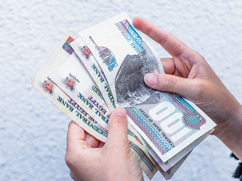 Counting,Egyptian,Pound,Banknotes,Against,A,White,Wall.,Financial,Concept